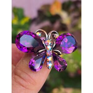 Gorgeous Vintage Purple Crystal & Rhinestone Butterfly Brooch by Janus
